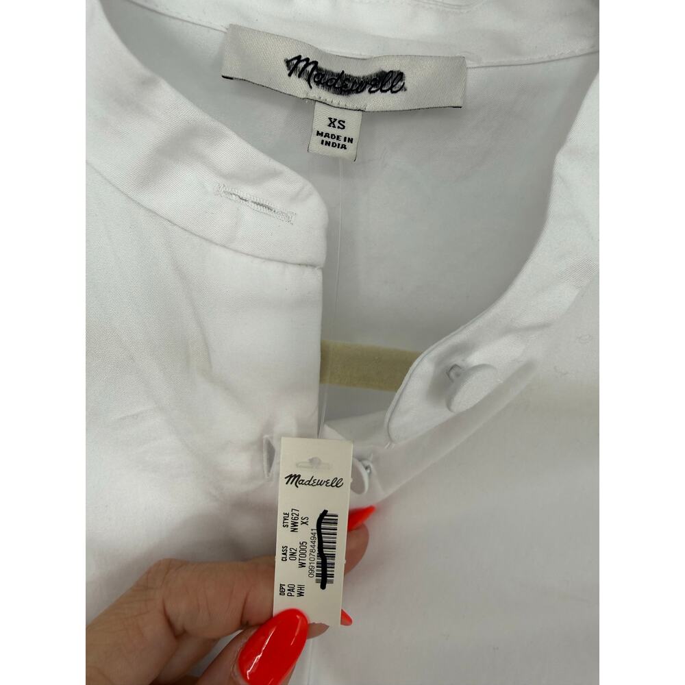 Madewell Puff-Sleeve Button-Up Shirt White Cotton Blouse XS NWT - Picture 5 of 10
